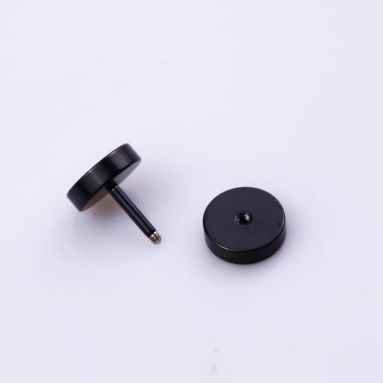 Anting Tusuk Bentuk Dumbbell Warna Hitam Untuk Wanita | Anting Spiral | Bahan Titanium Steel | Aksesoris Pria Dan Wanita | Sendok Garpu Bahan Stainless Steel