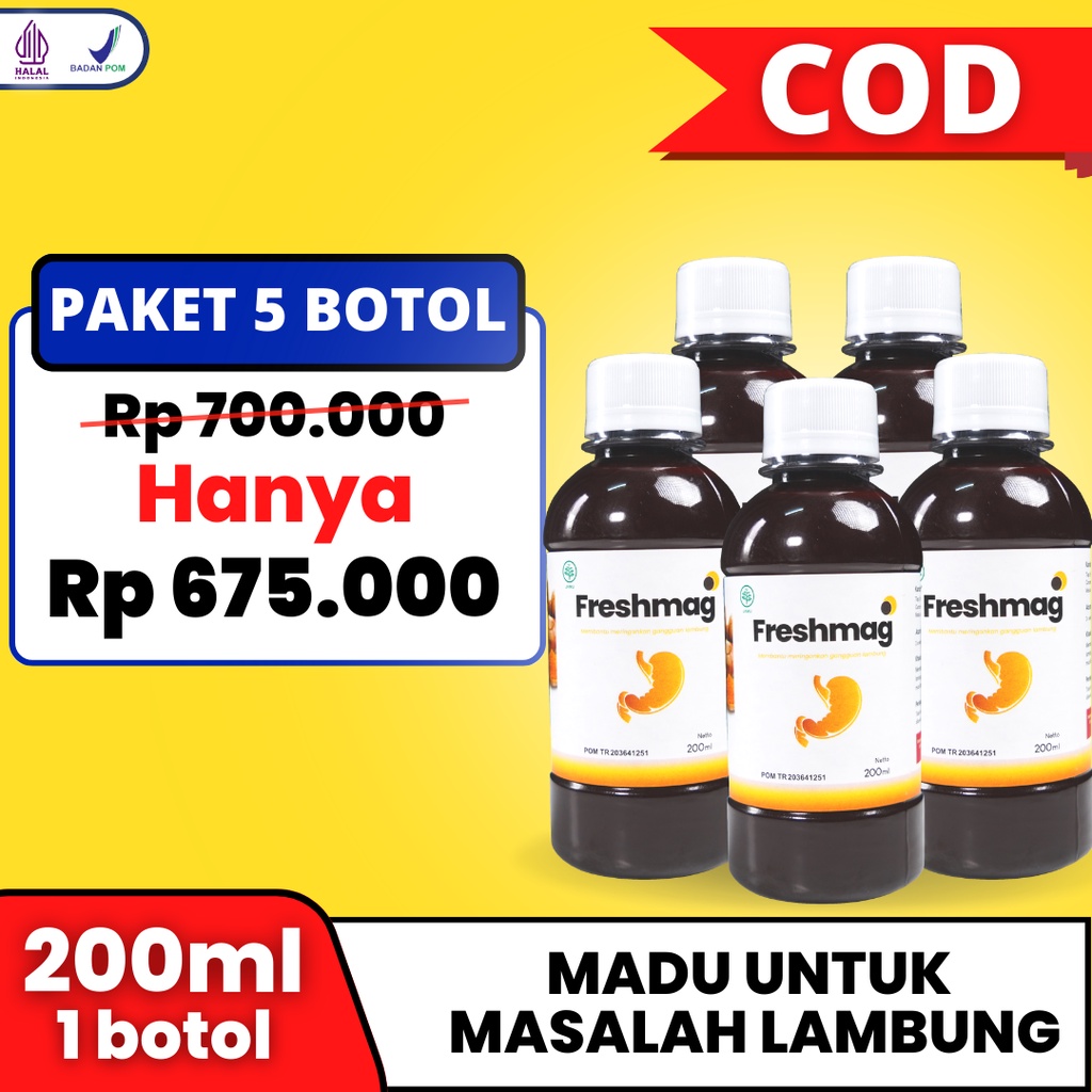 5 Botol FRESHMAG - Fresh Maag Presmag Madu Herbal Alami Atasi Masalah Lambung Gerd Infeksi - Bayar Ditempat