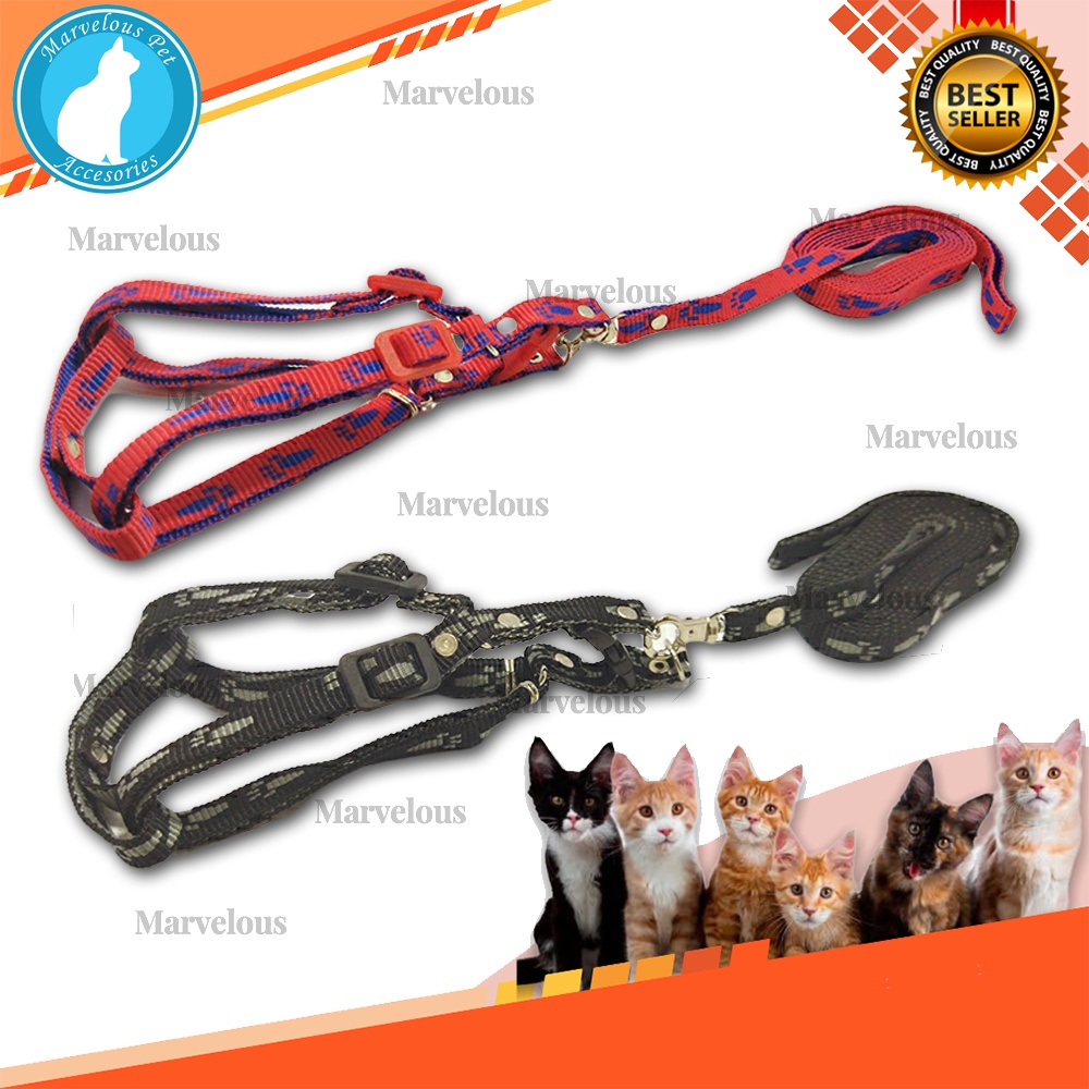 Tali Kucing Harness Motif Tapak Kaki Panjang Tali 150 cm