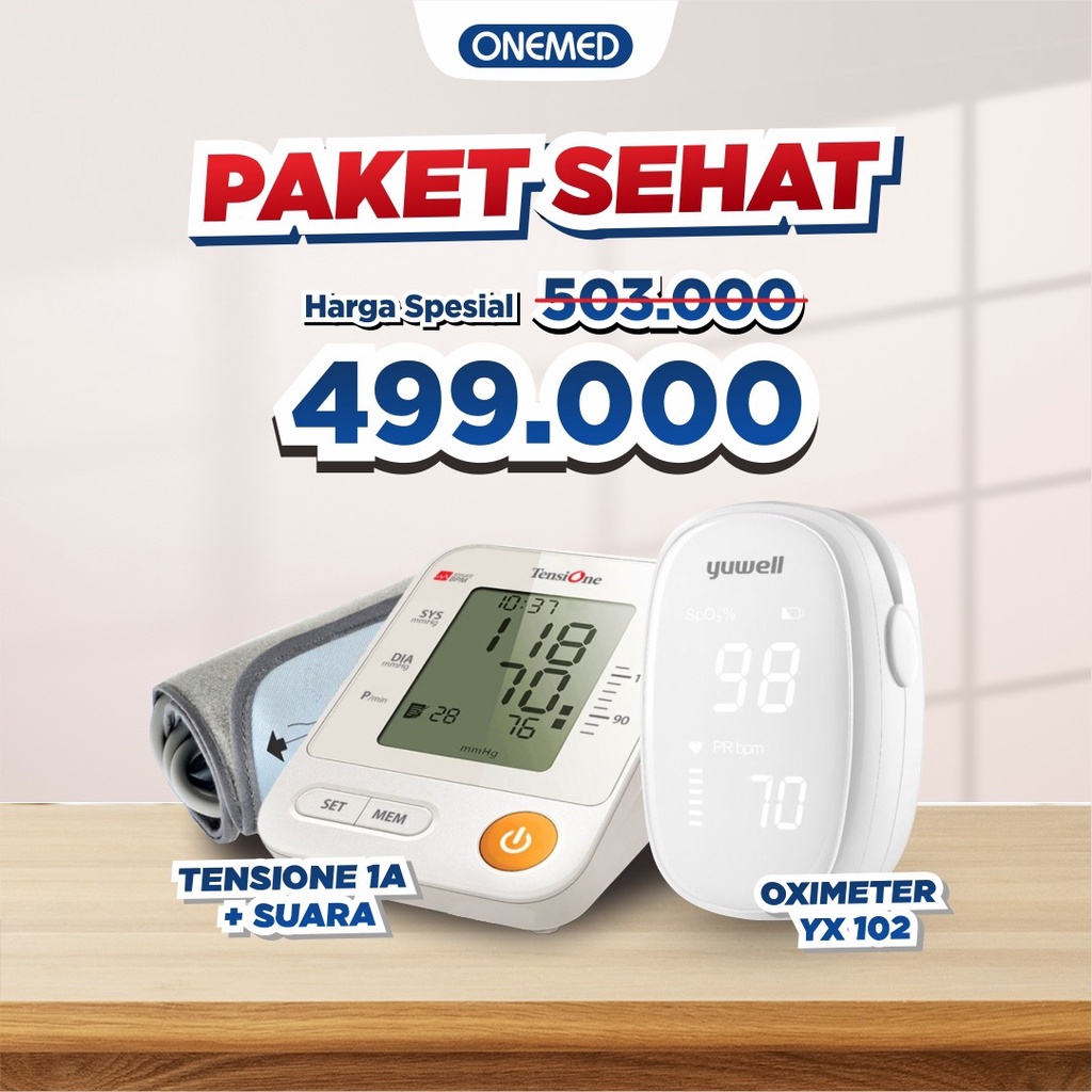 PAKET SEHAT - Tensimeter Digital TensiOne Suara &amp; Oximeter YX 102 OL