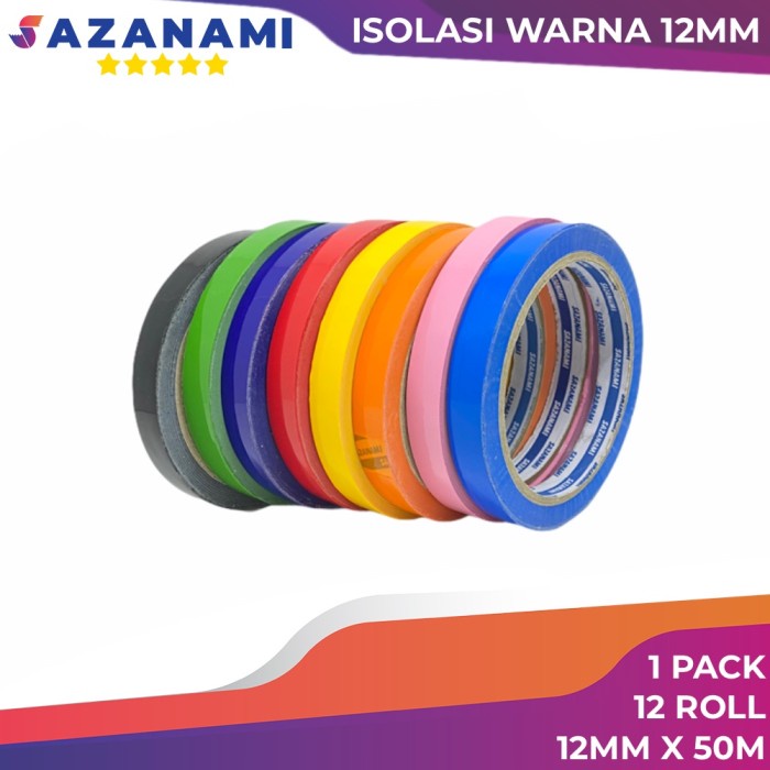 

Terlaris 1 Pack Lakban Isolasi Warna 12Mm X 50M Sazanami Selotip Warna 1 Lusin