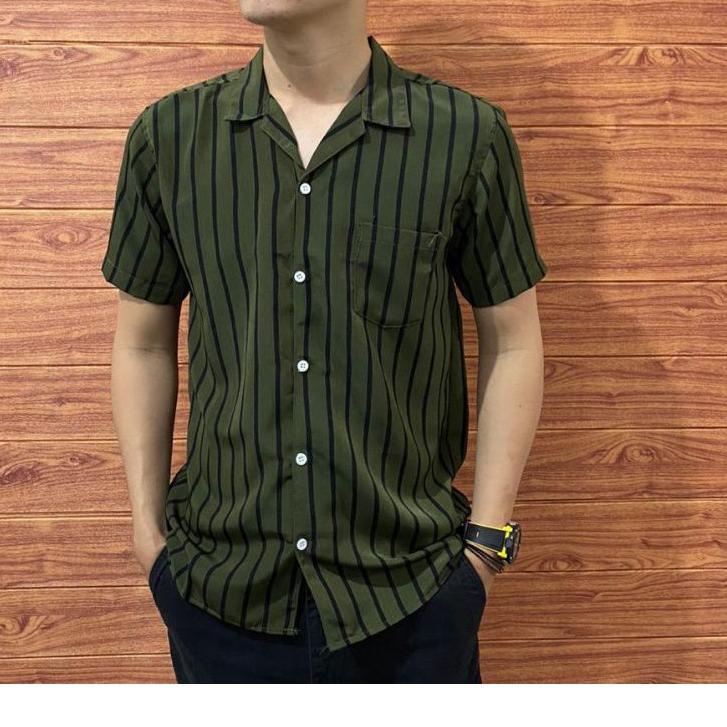 ™ RIVIERA CLOTHING/KEMEJA STRIPE PRIA LENGAN PENDEK/KEMEJA SALUR PRIA/KEMEJA CASUAL PRIA/KEMEJA SANT