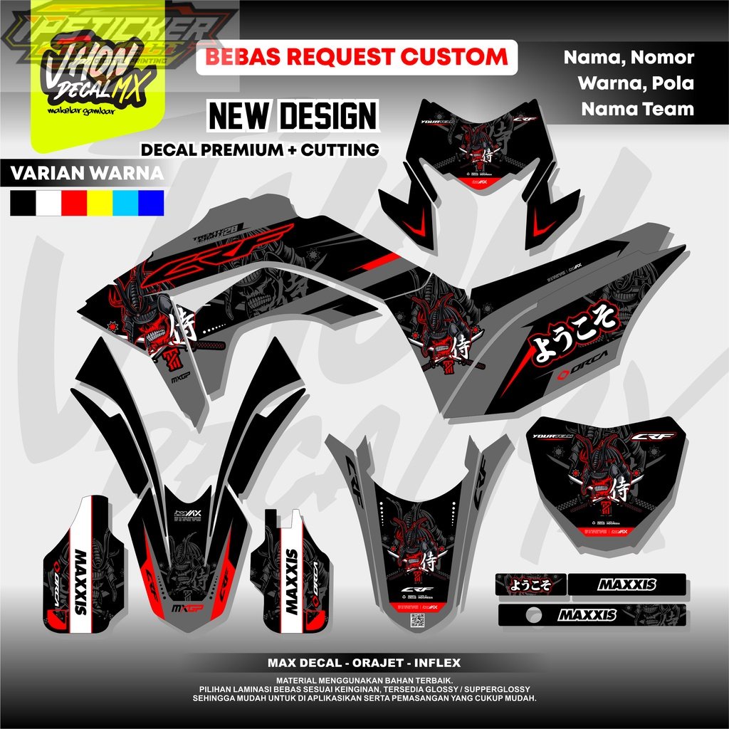 DECAL CRF HITAM SUPERMOTO DECAL CRF 150 L FULL BODY Tokyo Jepang Japan By JhonDecal