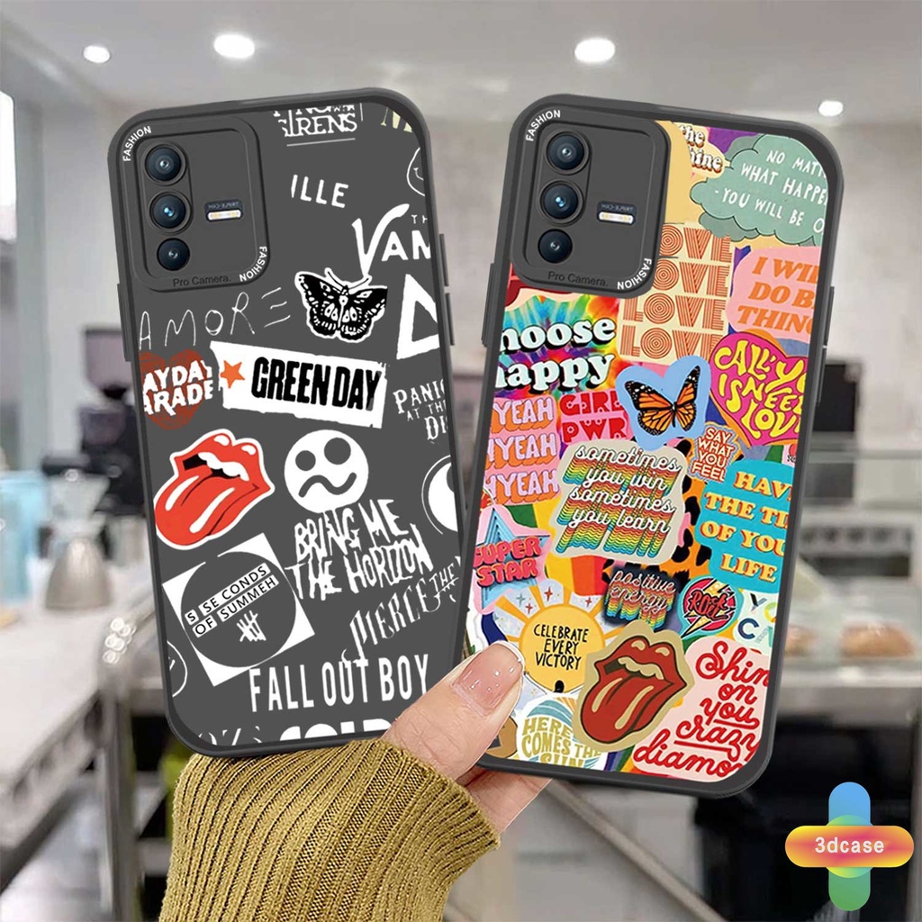 Realme C11 2021 C21Y C15 C21 C25 C20 C3 C12 C25S 5 5S 5i C17 7i C1 C25Y C2 C3i 6i C20A Narzo Ins Trendy Merek Sticker Label Huruf Kupu-Kupu Soft Case