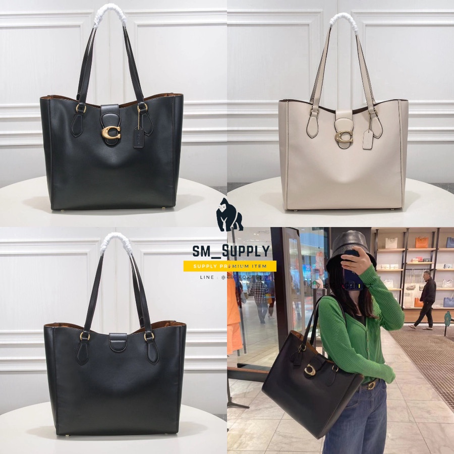 COACH TAS WANITA THEO TOTE BAG WOMEN SHOULDER BAG SHOPPING BAG 114 - Hitam