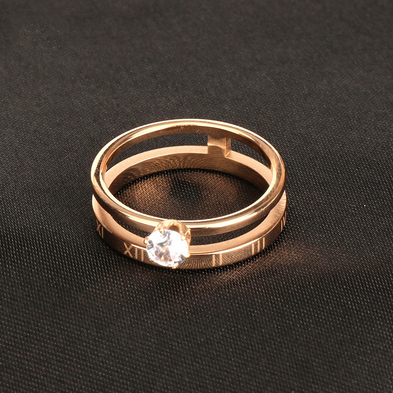 Cincin tingkat satu zircon Titanium Stainless Steel 316L anti karat harga grosir bisa bayar di tempat