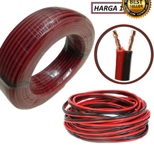 ✔ 1 Roll Kabel Listrik Serabut Merah Hitam NYZ 2 x 23 zigno Kabel Listrik/Kabel Audio