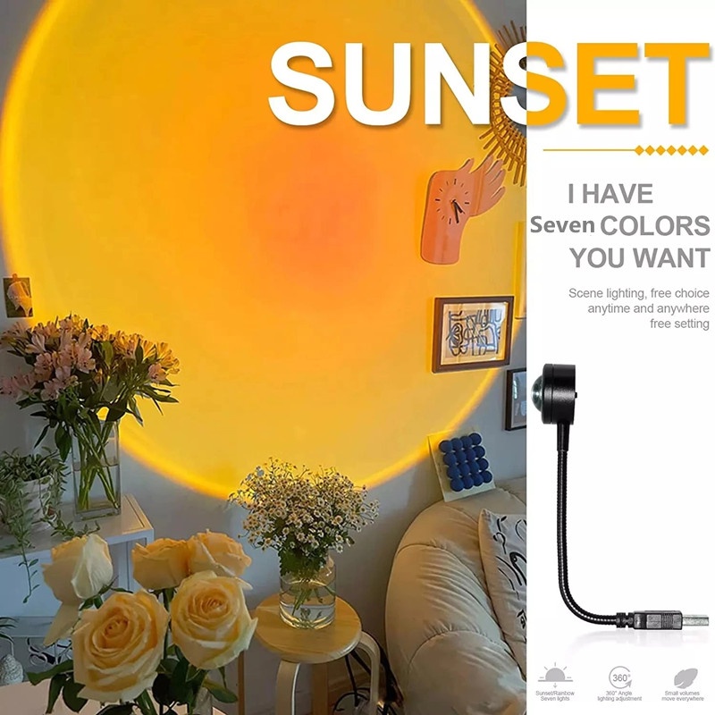 Indah LED USB Sunset Lamp Night Light Proyektor Dekorasi Pesta Ulang Tahun Portable Suasana Lampu Untuk Kamar Tidur Ruang Tamu Dinding Fotografi