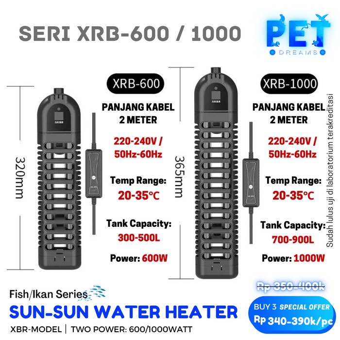 DIGITAL AQUARIUM WATER HEATER PENGHANGAT PEMANAS KOLAM AIR IKAN SUNSUN