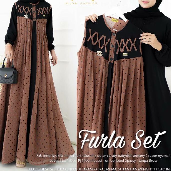 ➲ gamis outer 2 in 1 furla ukuran jumbo ld up 140 gamis populer terbaru 2022 ❈