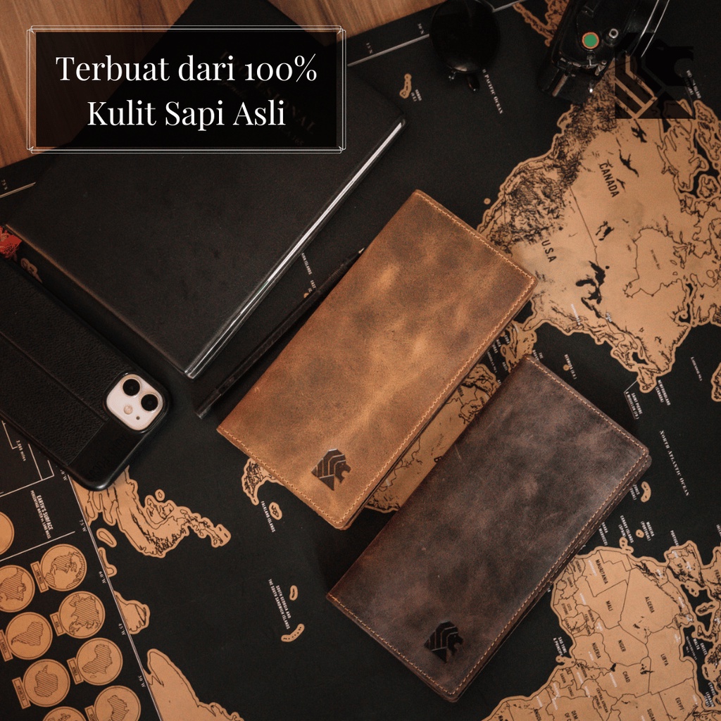 Dompet Panjang Pria Original Terbaru Keren Kekinian 100% Kulit Sapi Asli Fashion Cowok - PRABU WALLET