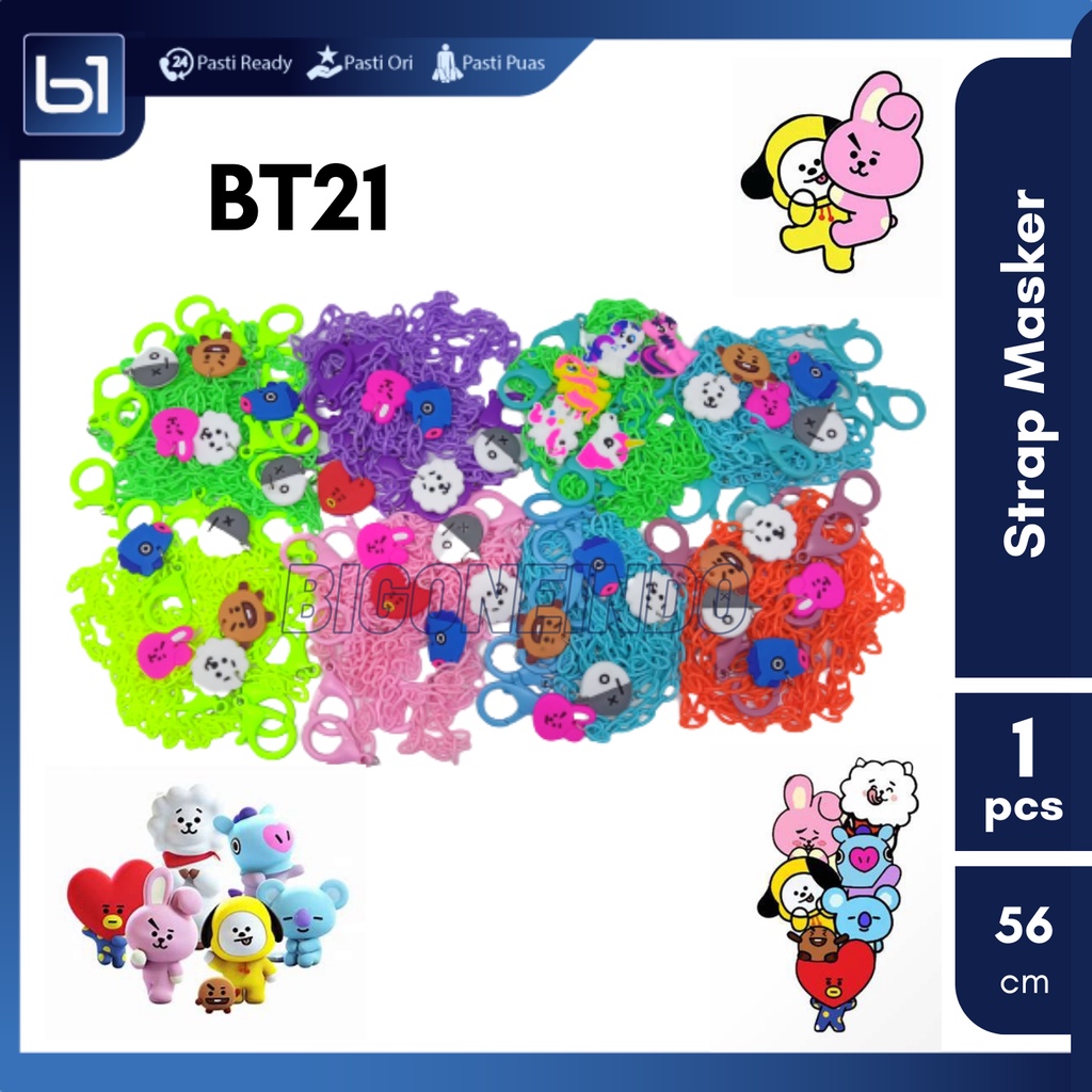 Tali Rantai Gantungan Masker Anak dan Dewasa, Tali Masker BT21, Kalung Masker  Ponny, Mask Lanyard