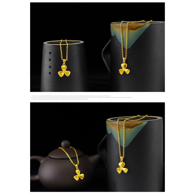 Goldkingdom Perhiasan Fashion Emas Asli Kadar 375Bangkok Aksesoris Ready Stock Kalung Tulang Selangka Busur Wanita Proses Lapis Emas Minimalis Lucu