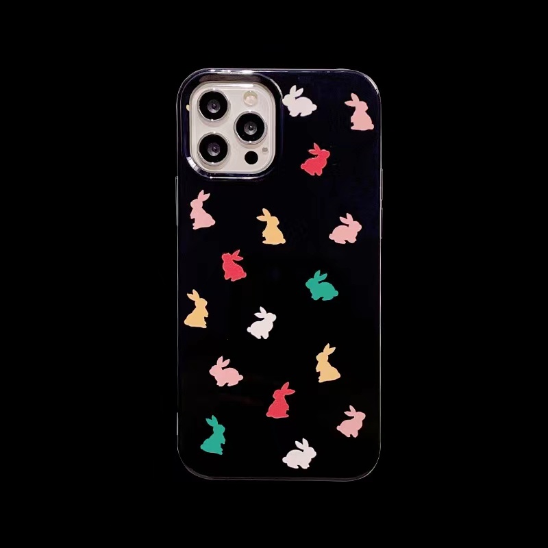 IPHONE Ins Kelinci Warna-Warni Cocok Untuk Iphone14 14pro 14plus 13 13mini 13pro 13prm iPhone12 7Plus 8Plus Xr XS 13 12mini Pro Max TPU Empat Sudut Casing Ponsel Tahan Guncangan