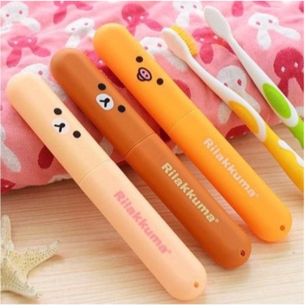 TRS - Tempat Sikat Gigi Rilakkuma Kotak Penyimpanan Travel Toothbrush Box