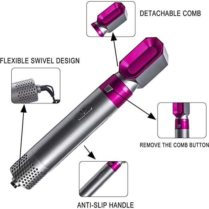 Multi-fungsional lima-dalam-satu sisir udara panas tongkat pengeriting otomatis keriting lurus tujuan ganda sisir penata rambut rambut keriting mesin all-in-one