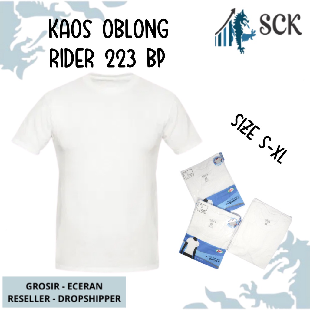 Kaos Blong RIDER 223 PUTIH BP Polos / T-Shirt Pria PUTIH POLOS HALUS / Oblong R223BP - sckmenwear GROSIR