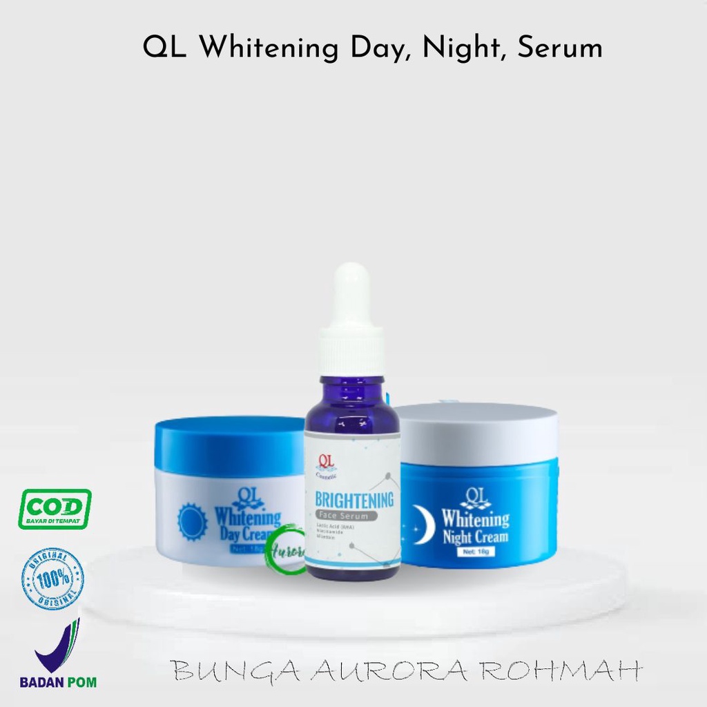 Paket Pencerah Wajah QL - 3pcs (Day cream + Night Cream + Serum)