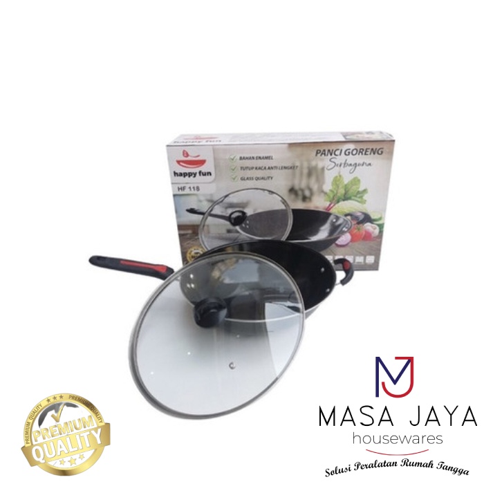 Happy Fun HF118 Panci Goreng Serbaguna + Tutup Kaca | Masa Jaya Houseware