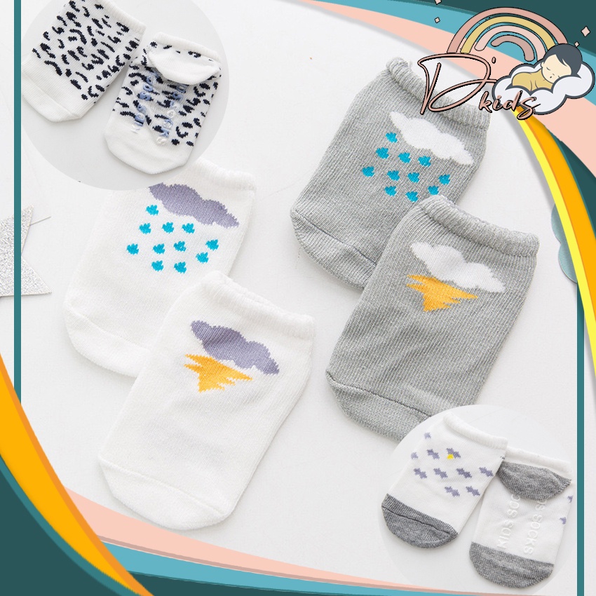 ❤️ 𝐃𝐤𝐢𝐝𝐬 ❤️ KA007 Kaos Kaki Bayi Pendek Karakter Kaos Kaki Anak Perempuan Laki Laki Motif Emo Smile Cuaca Lucu Baby Socks Kids Cute Unik Anti Slip Murah Import