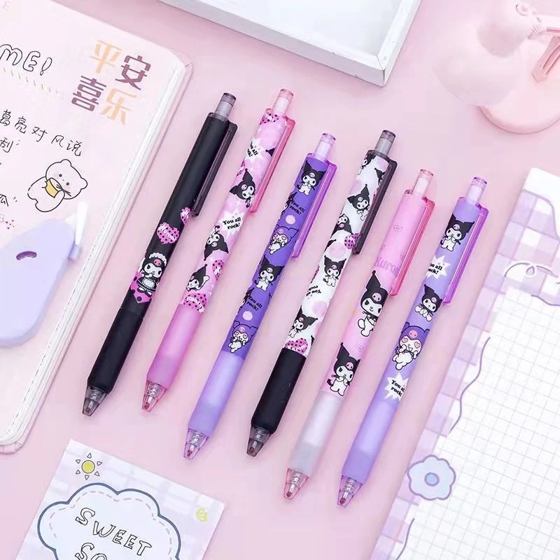 [Harga Grosir] [Warna Random] 0.5mm Kreatif Lucu Kulomi Press Type Neutral Pen Lovely Halus Hitam Pena Netral Siswa Kartun Tulis Alat Tulis Gel Pena