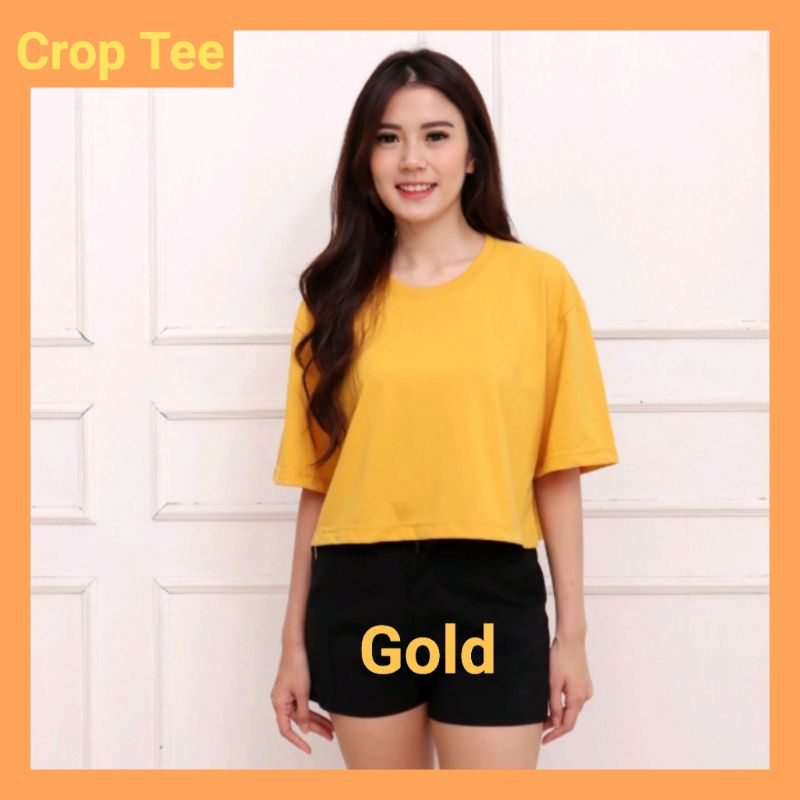 Kaos Crop Top / Crop Tee / Kaos Polos - Gold