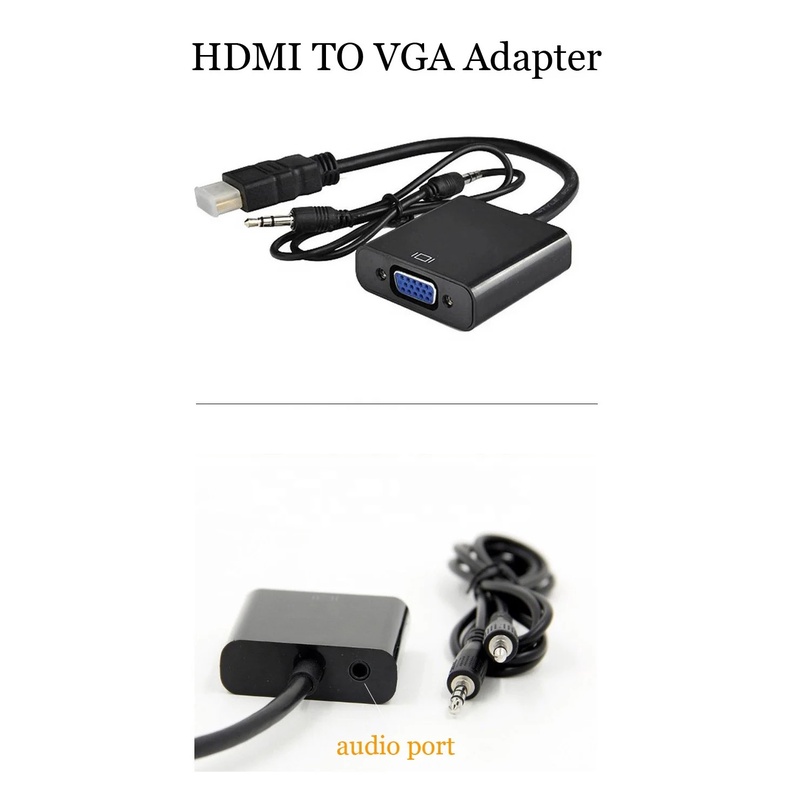 Converter HDMI to VGA / Kabel HDMI to VGA with Audio / plus Aux - HDMI TO VGA