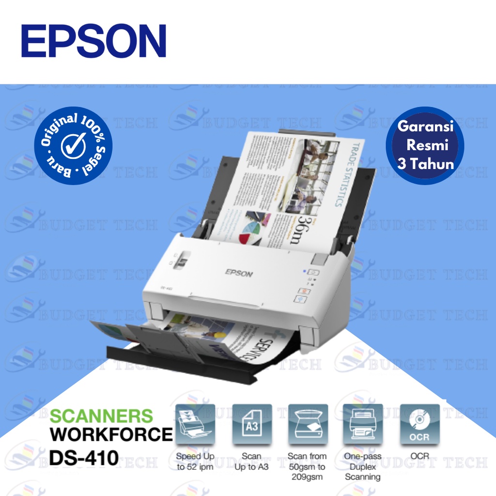 SCANNER EPSON DS 410 EPSON DS410 SCAN DUPLEX A4 NEW GARANSI RESMI