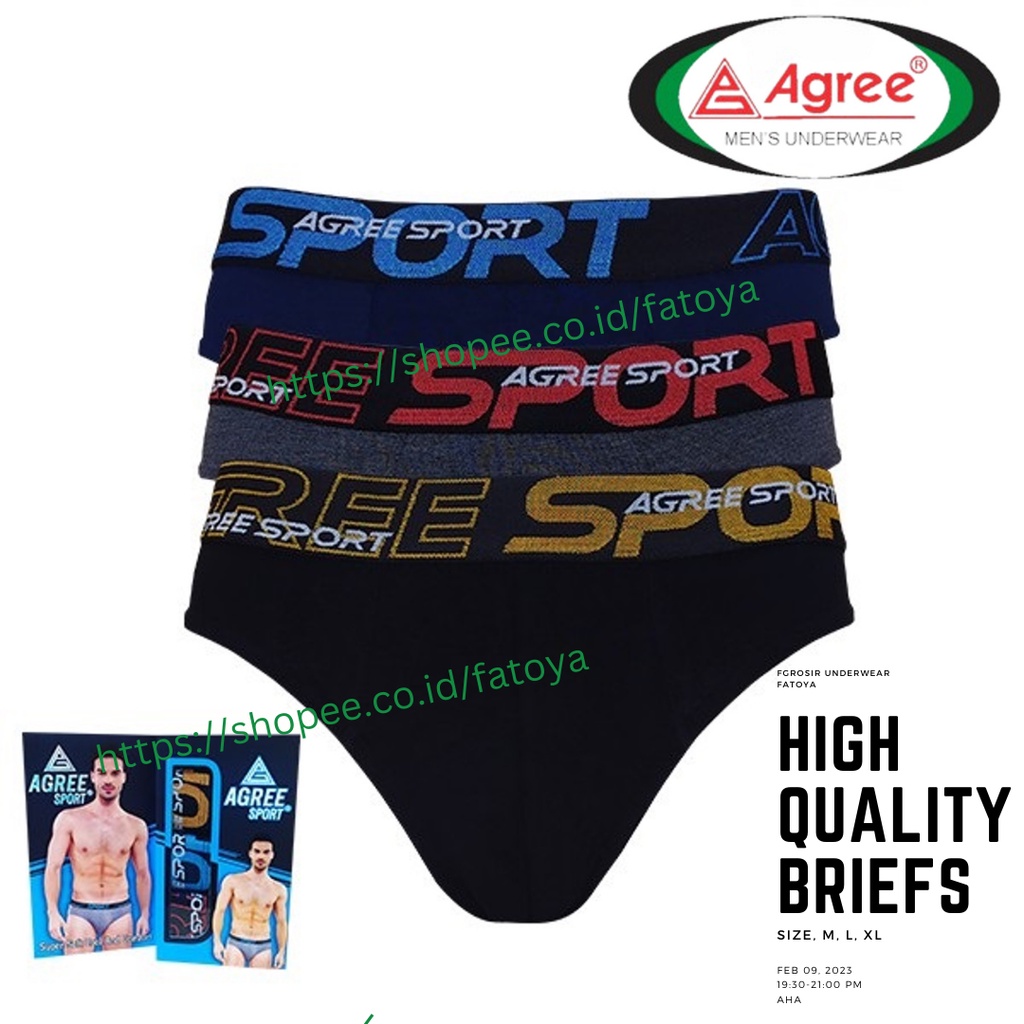 AGREE SPORT - Celana Dalam Pria Dewasa Agree Karet Lebar Premium Pack Isi 3 CD-2328