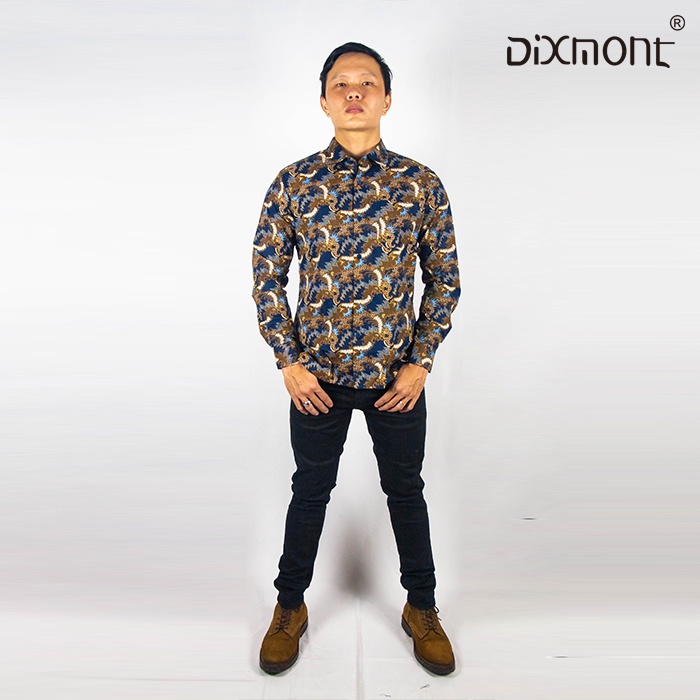 Dixmont Kemeja Pria Batik Panjang Hem BL00822