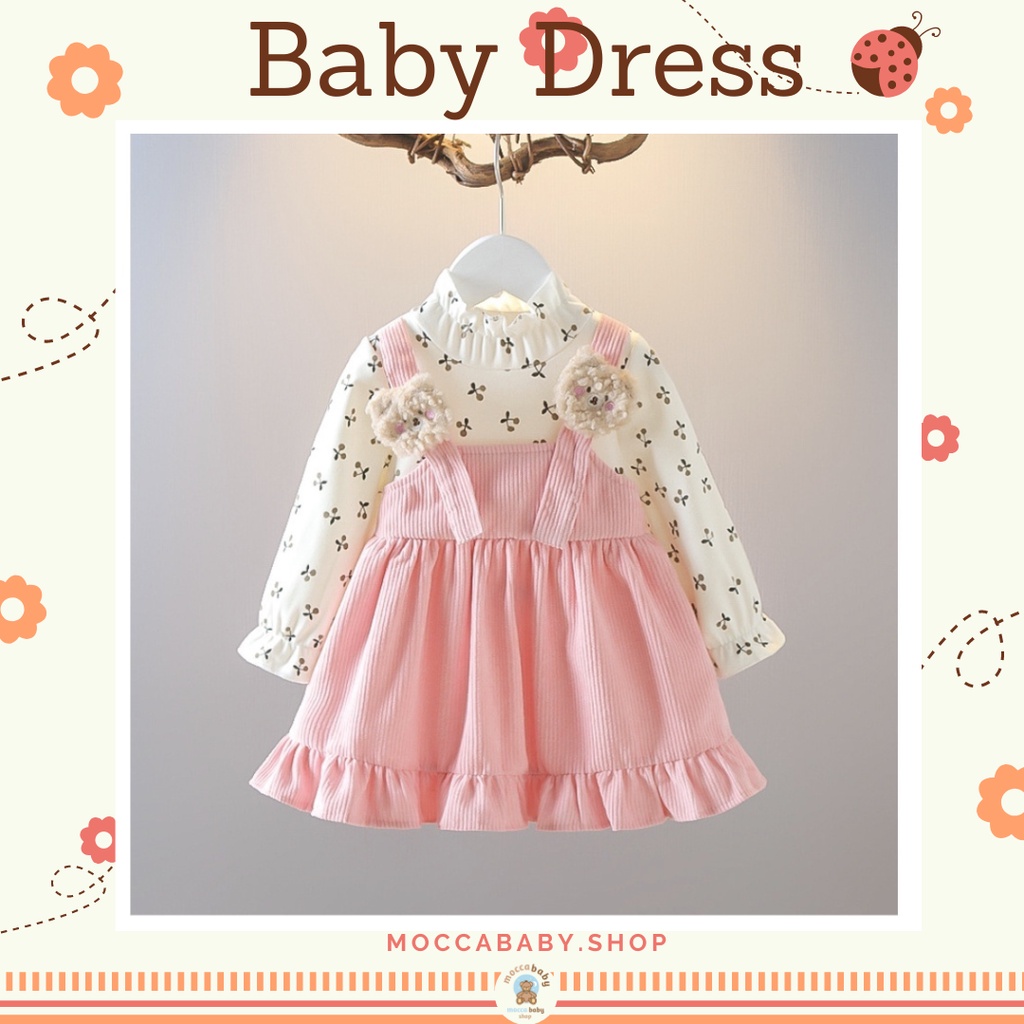 MBSS - DRESS BEAR COURDORAY SHN EBV Baju Dress Anak Perempuan Import Dress Bayi Cewek 0-5 Tahun Gaun Bayi