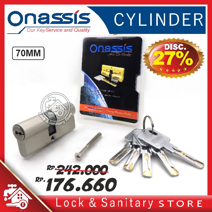 Double Cylinder Komputer Key Onassis ATMOSTECH 70 MM SN, Kunci Pintu, Cylinder Pintu