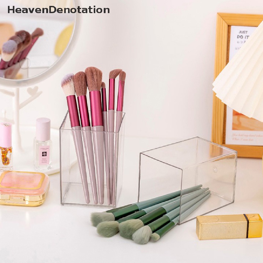 [HeavenDenotation] Wadah Pena Akrilik Padat al Desktop Makeup Brush Wadah Tempat Pensil Perlengkapan Rumah Pena Organizer Pen Pot HDV