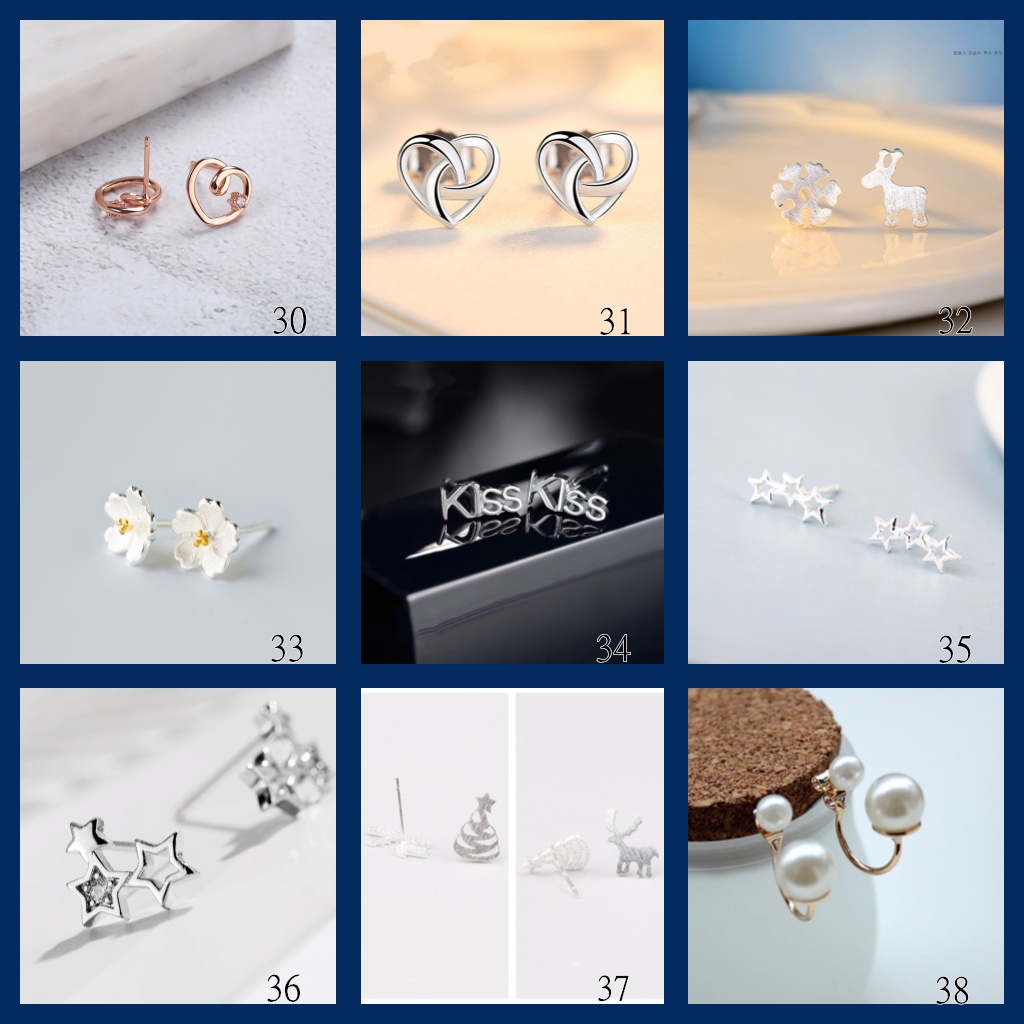 Goldkingdom Aksesoris Perhiasan Fashion Ready Stock Sterling Silver Anting Tusuk Gaya Lucu Minimalis Untuk Hadiah Wanita