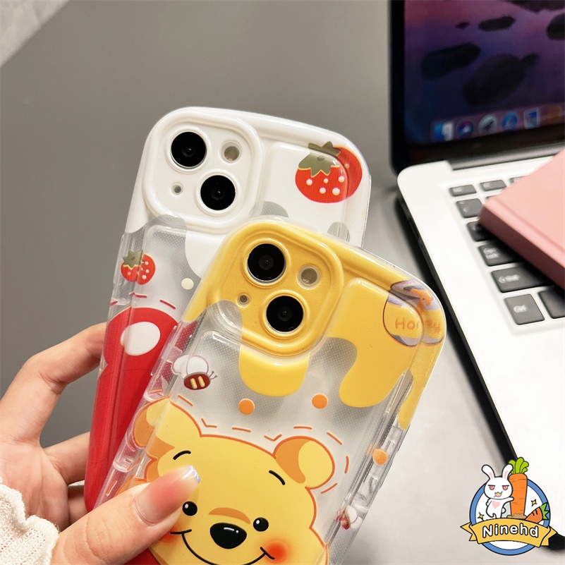 IPHONE Casing Kompatibel Untuk Iphone14 13 12 11 Pro Max X Xr Xs Max8 7 6 6s Plus SE 2020 Cream Kartun Beruang Bantal Udara Silikon Tebal Casing Ponsel Shockproof Soft Case Cover Pelindung