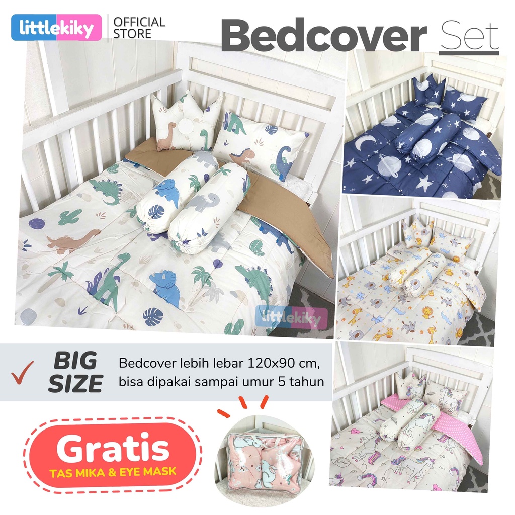 Bedcover Bayi Set Lengkap ( Bedcover, Bantal Guling Bayi, Bantal Crown ) Kado Bayi