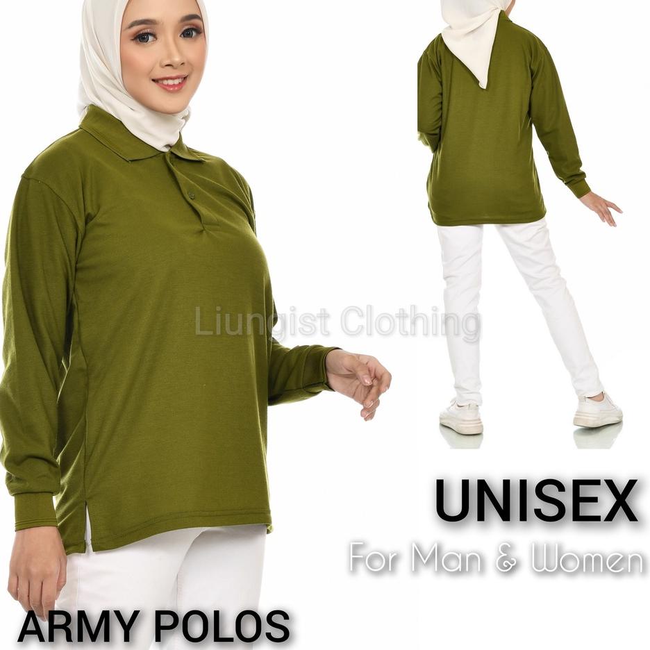 Kaos Polo Panjang Unisex Army Polos / Kaos Kerah / Poloshirt / Polo Shirt Panjang  ✔