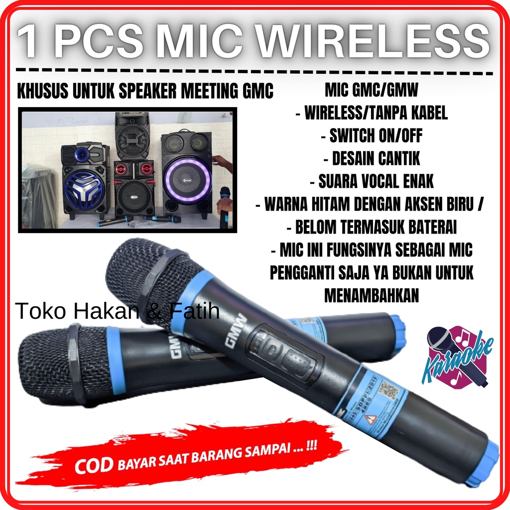 1 pcs Mic GMC Wireless Khusus untuk Speaker GMC Microphone Professional Karaoke Type 897 Q R S P H E