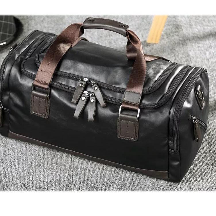 Tas Travel kulit Pria Kulit Tas Travel Kulit Tas Slempang Pria Tas Gym cowok keren import premium (K