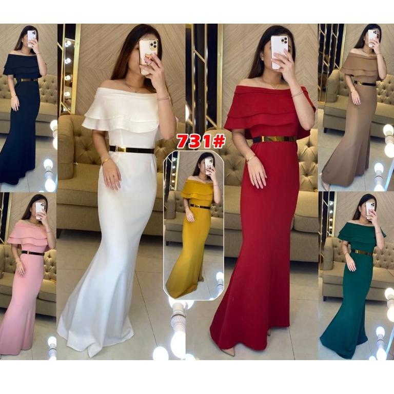 SALE 731 long dress pesta mewah scuba duyung+FREE BELT BESI