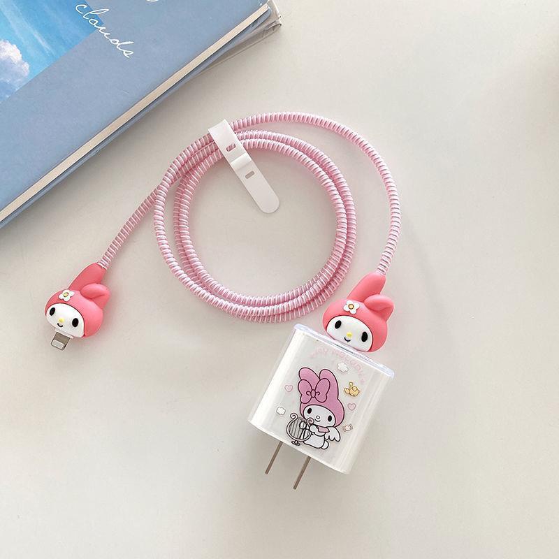 Penutup Kabel Data Kartun kuromi Pelindung Kabel TPU Anti Putus Fast Charger Cable Protection Wrap Cable Untuk iPhone 18W/20W