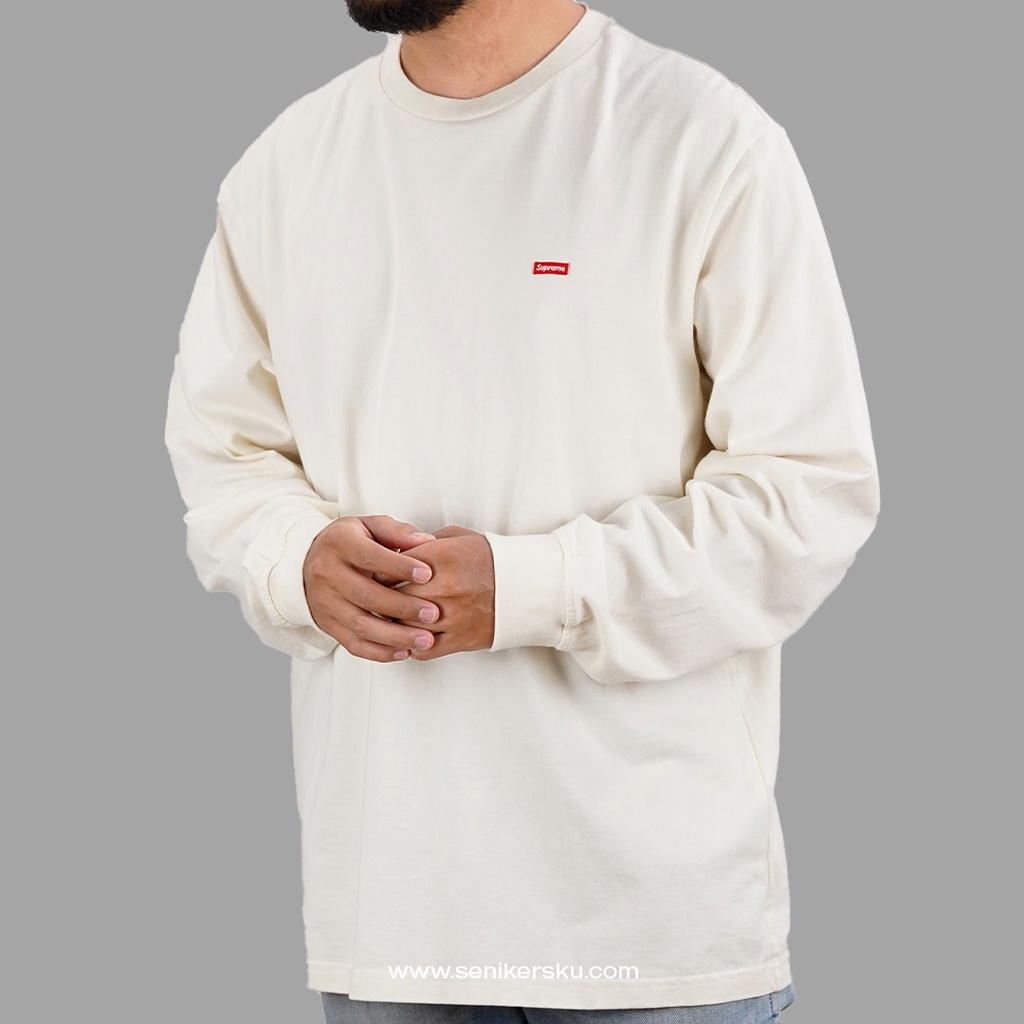 Supreme Long Sleeve Small Box Natural Tee