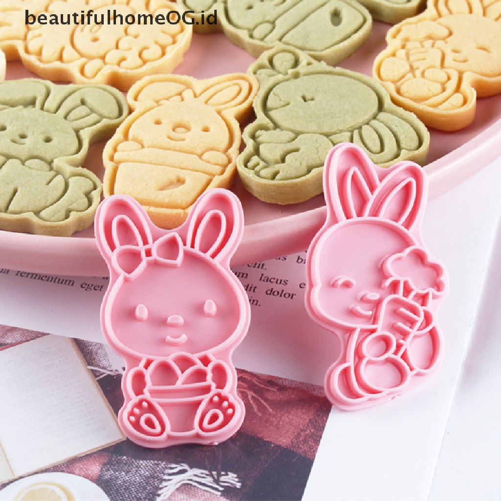 // Beautifulhomeog.id// 8Pcs/set Easter Plastik Cookie Cutter Rabbit Egg Biskuit Cetakan Kelinci Alat Baking **