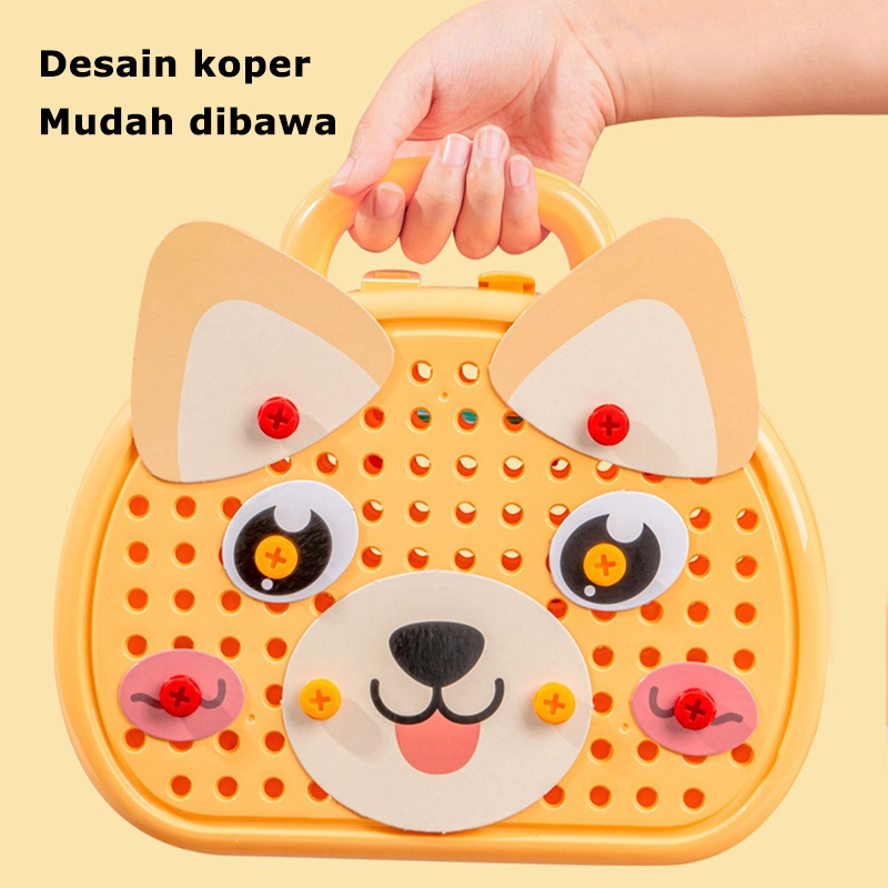 【Ready Stock】Koper Mainan Tool Set Anak 203 Pcs Bor Listrik Mur Sekrup Merakit Pembongkaran Blok Simulasi Perbaikan Diy Mainan Anak