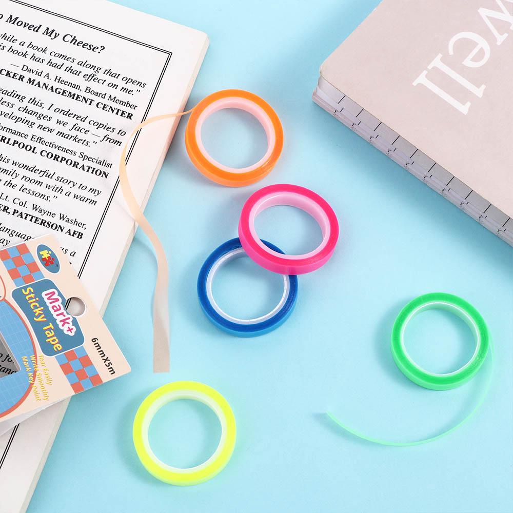 Lanfy Tape Lengket Neon 5roll Sobek Tidak Lengket Notes DIY Dekorasi Alat Tulis Siswa Perlengkapan Sekolah Label Bookmark