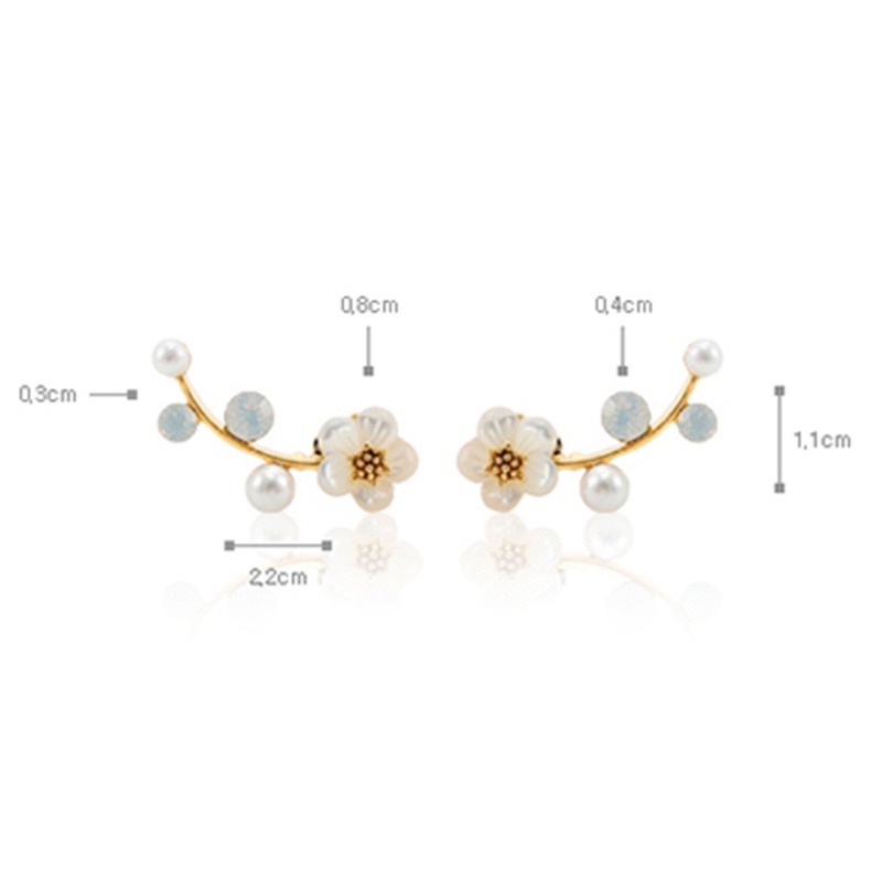 [AYBx] Baju Kaos Distro Pria Wanita Lengan Pendek Fashion Kristal Anting Mutiara Wanita Cabang Shell Pearl Flower Stud Earrings