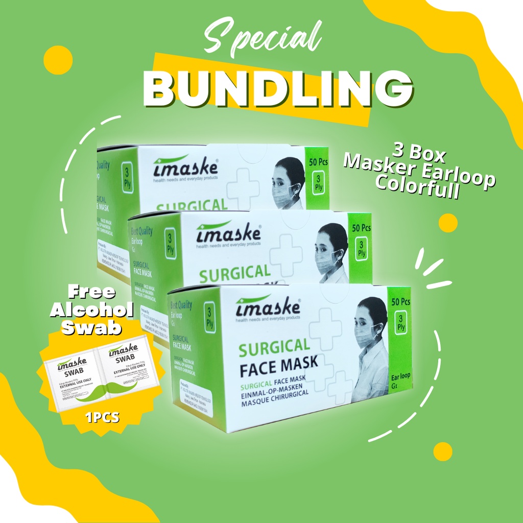 (FREE GIFT) BUNDLING 3 BOX MASKER IMASKE COLORFULL TERMURAH