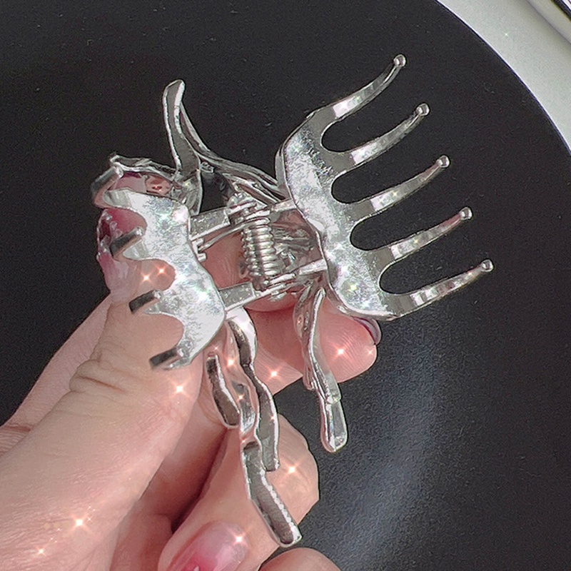 Korea INS Terang Perak Cross Geometris Jepit Rambut Kupu-Kupu Ambil Klip Bunga Mawar Rambut Cakar Wanita Gadis Styling Barrette Hiasan Kepala