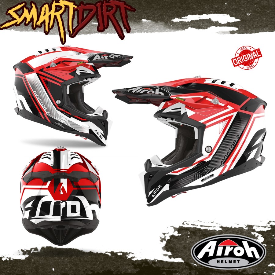 HELM CROSS AIROH AVIATOR 3 LEAGUE RED 2023 HELM TRAIL AIROH AVIATOR 23