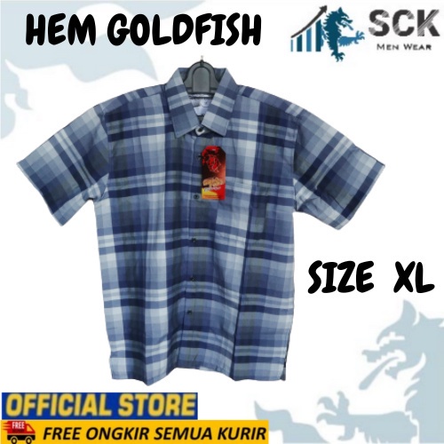 Hem Pria GOLDFISH Lengan Pendek Motif KOKO Salur Reguler Standar / Kemeja Pria Lengan Pendek Murah Aneka Motif